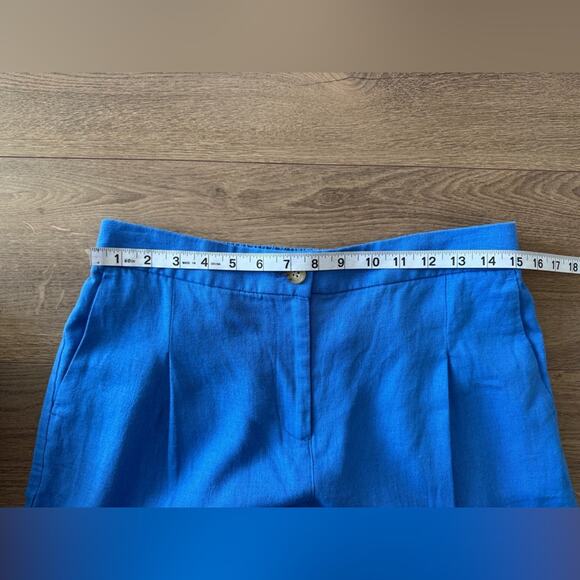 NWT J. Crew Factory Linen-Blend Pleated Wide Leg Crop Pant Blue Size 10 - Picture 9 of 11